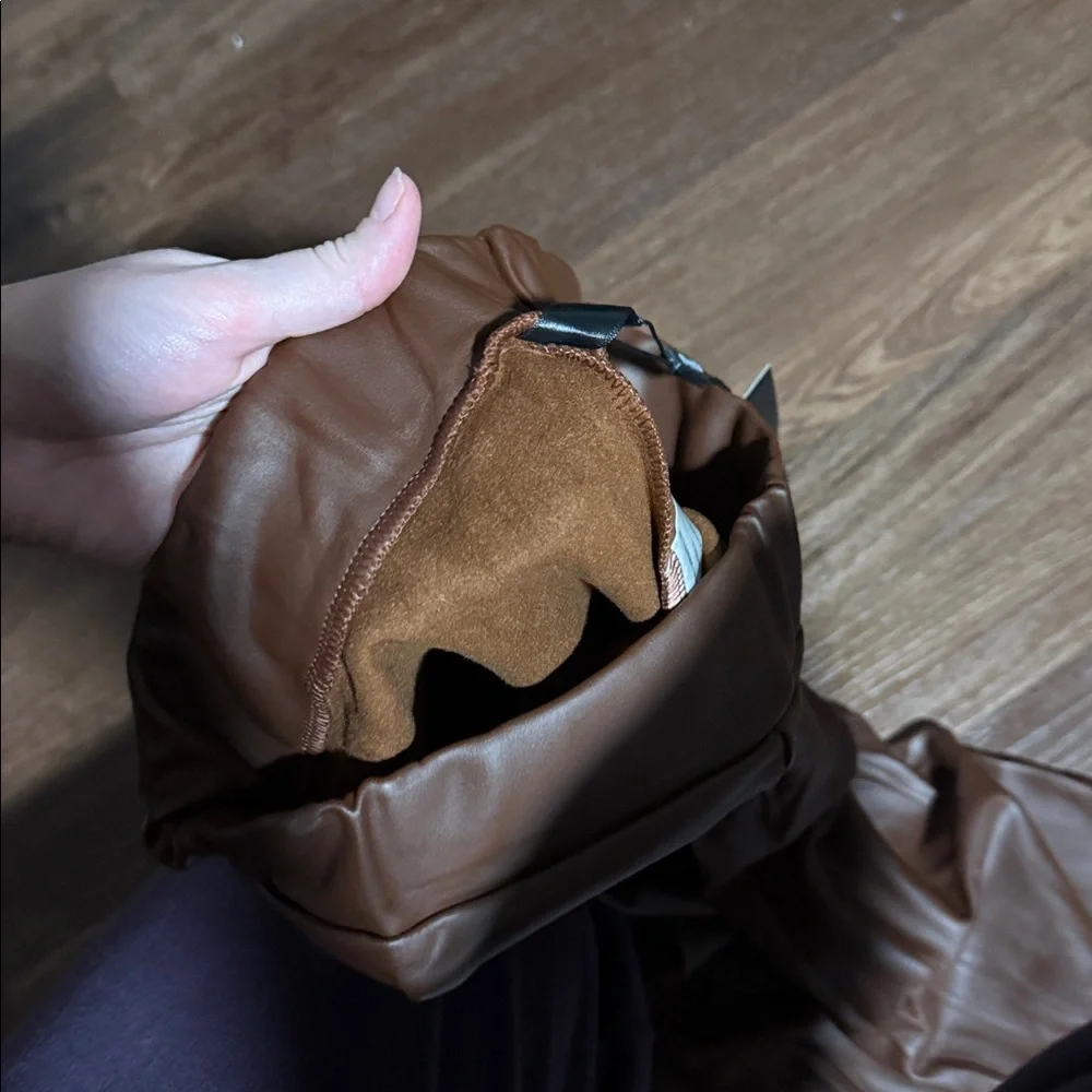 NWT chocolate brown Faux Leather leggings - Picture 3 of 3